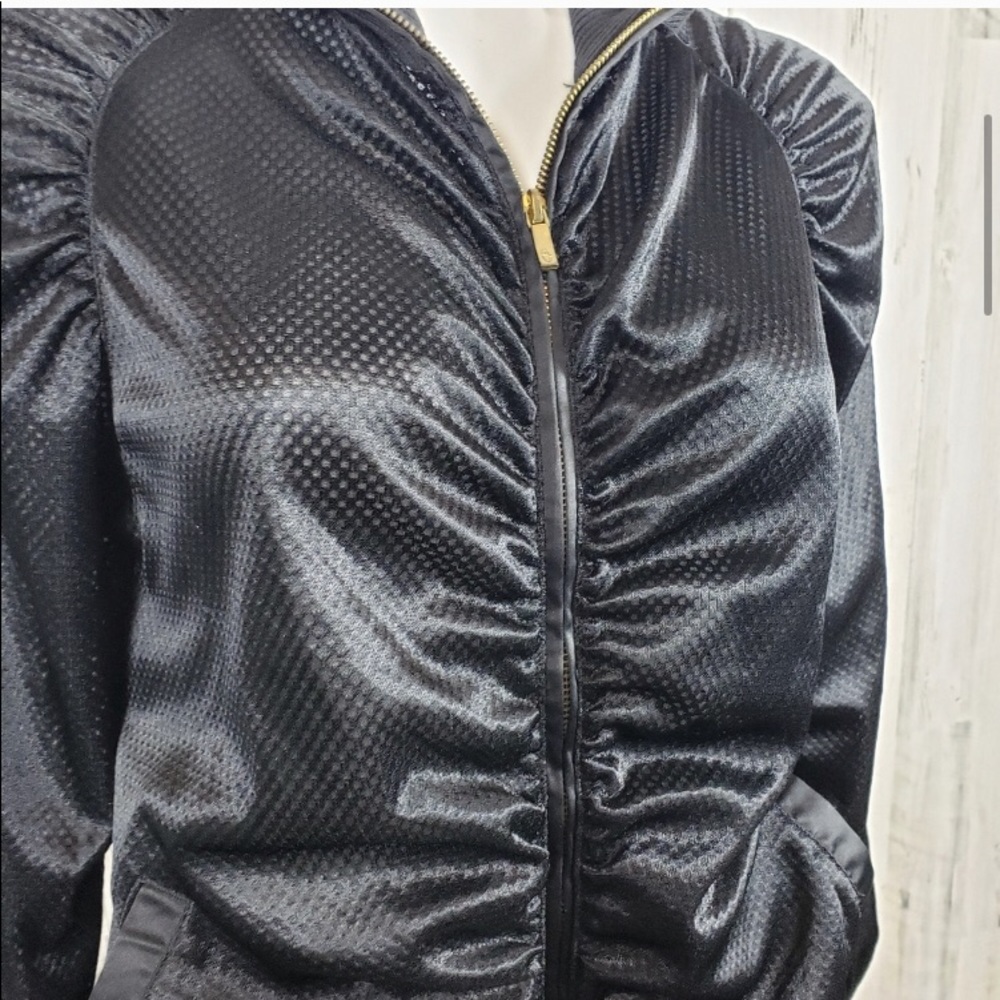 CHAMPION Women’s Black Jersey Lightweight Mesh Athletic Track Jacket Zip-up